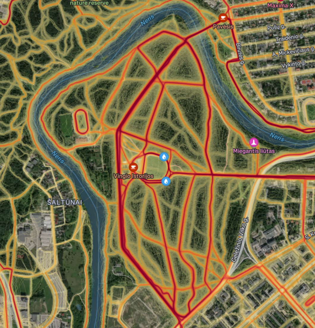 Strava heatmap; © Strava, Inc.